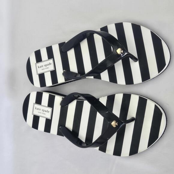 Kate Spade Striped Flip Flops 10 Stylish Summer Sandals - Picture 1 of 9